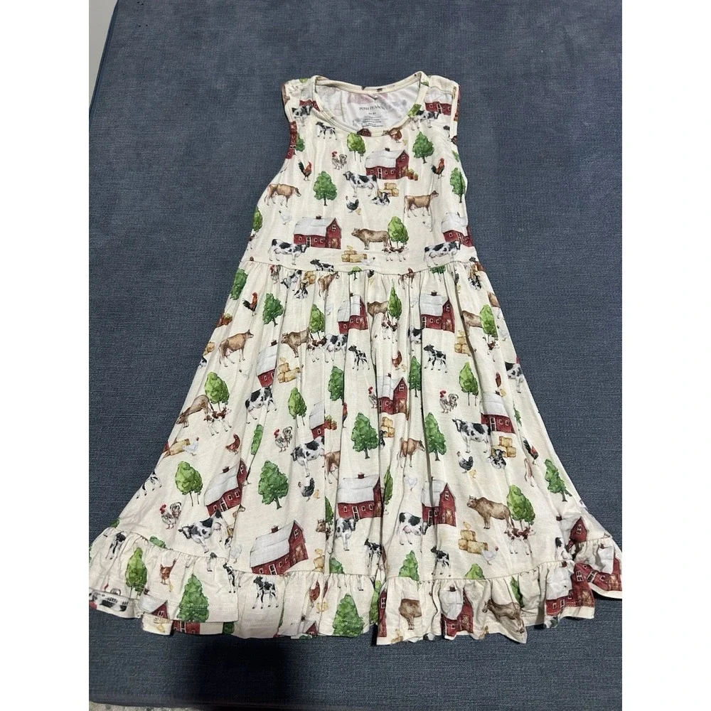 Posh Peanut Girls Bamboo Farm Print Dress Size 7/8
